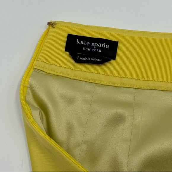 kate spade Women’s Duchess Satin Pencil Skirt 2 Light Chartreuse Yellow - Picture 4 of 9
